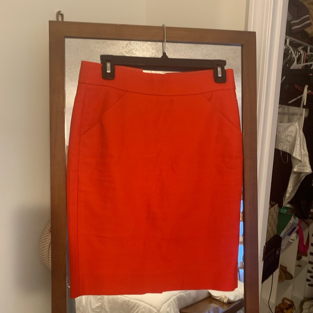 Red j crew pencil skirt